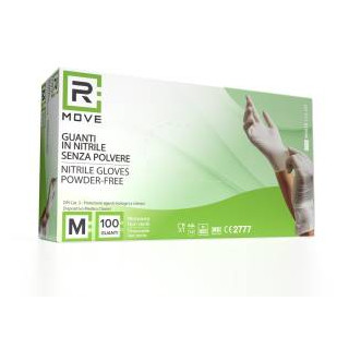 RMove 1Conf. da 100pz Tg.M - Guanti Nitrile Bianco Uso Medico Senza Polvere