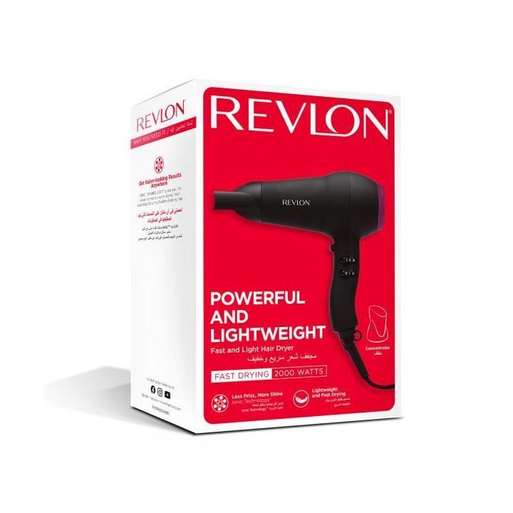 Revlon Asciugacapelli Fast Light Hair Dryer 2000W Nero