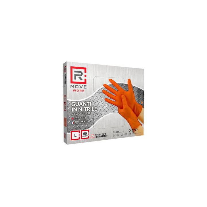 RMove Guanti Nitrile Arancione Lavoro SP FG 8.0g 1Cnf/50pz Tg L