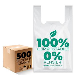 Buste Shopper Biodegradabili Grandi 14g - 500pz - 30x60cm - RMove