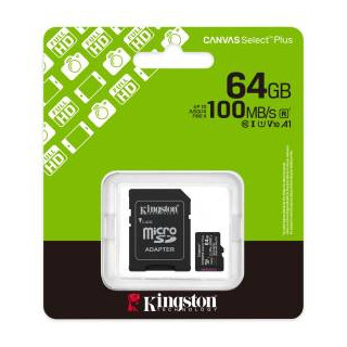Kingston Micro SD 64GB Cl10Canvas S.Plus SDCS3/64GB +Ad.SD