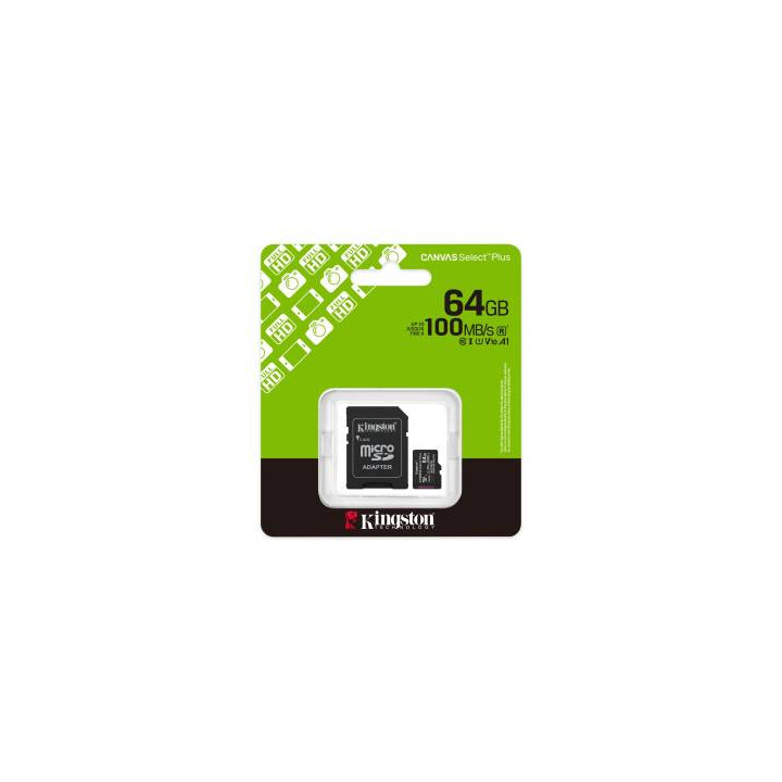 Kingston Micro SD 64GB Cl10Canvas S.Plus SDCS3/64GB +Ad.SD