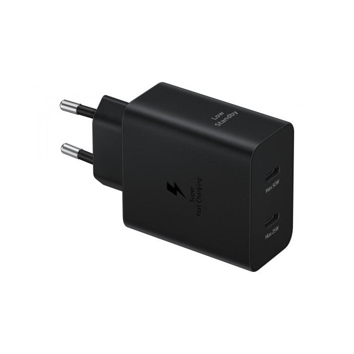 Samsung Caricatore Duo 50W EP-T5020XBE USB-C +Cavo1.8m USB-C Black