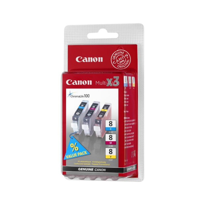 Canon CLI-8 C/M/Y. Colori di stampa: Ciano, Magenta, Giallo