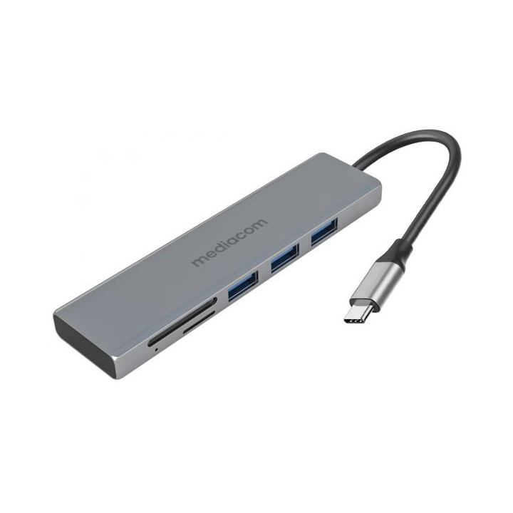 Mediacom MD-C311 e' una docking compatta per collegare 3 dispositivi USB, ideale per viaggiare
