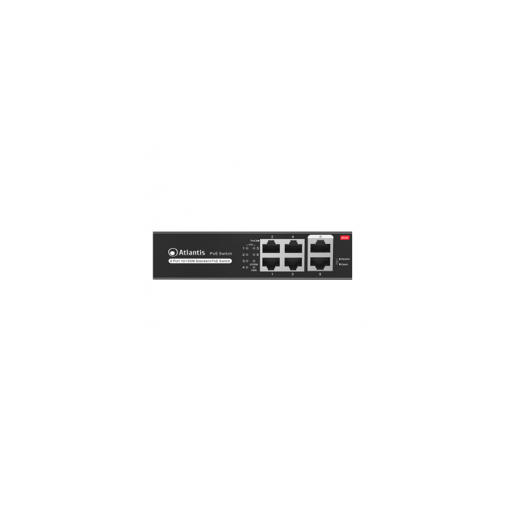 Atlantis Land NetPower F6P4-65W e' uno switch di rete Fast Ehternet con 6 porte LAN di cui 2 PoE