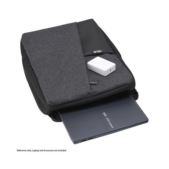 Lo zaino ASUS AP4600 è ideale per notebook fino a 16 pollici, realizzato in tessuto idrorepellente e antigraffio, perfetto per 