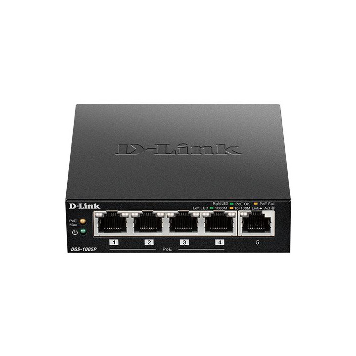 D-Link DGS-1005P. Tipo di porte RJ-45: Fast Ethernet (10/100), Quantita' di porte RJ-45: 5. Full duplex. Dimensioni tavola MAC: