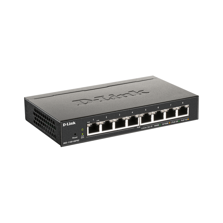 D-Link DGS-1100-08PV2E è uno Switch di rete Gigabit Ethernet con 8 porte.