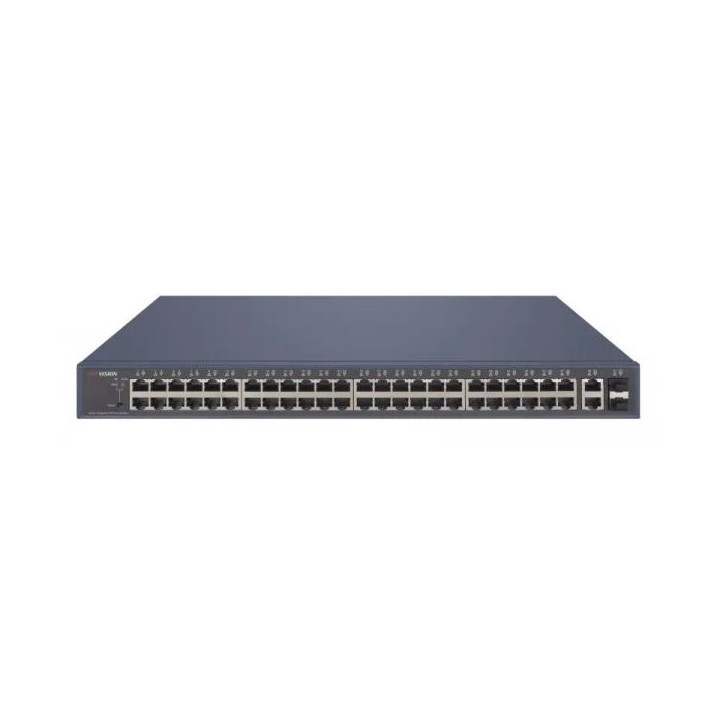 Hikvision DS-3E1552P-SI è uno smart switch managed con 50 porte gigabit di cui 48 PoE e 2 porte gigabit SFP