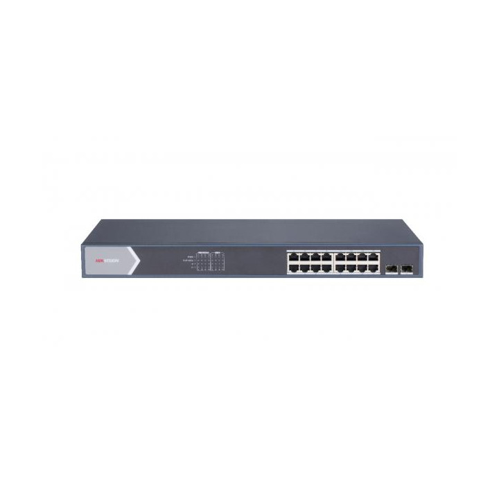 Hikvision DS-3E0518P-E/M e' uno switch di rete Gigabit con 16 porte GLAN e 2 porte SFP