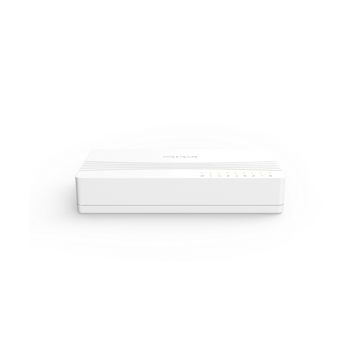 Hikvision DS-3E0108D-E  e' uno switch di rete Fast Ethernet con 8 porte LAN.