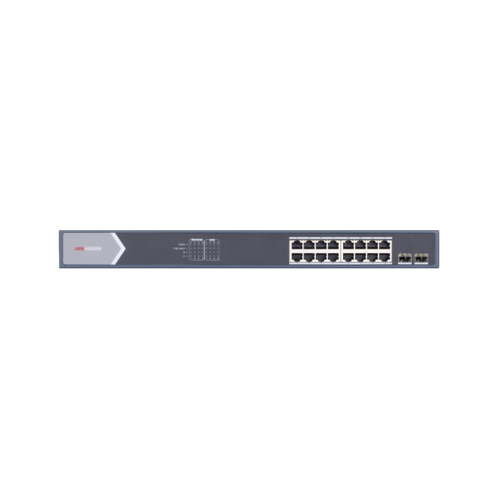 Hikvision DS-3E0518P-E/M e' uno switch di rete Gigabit con 16 porte GLAN e 2 porte SFP