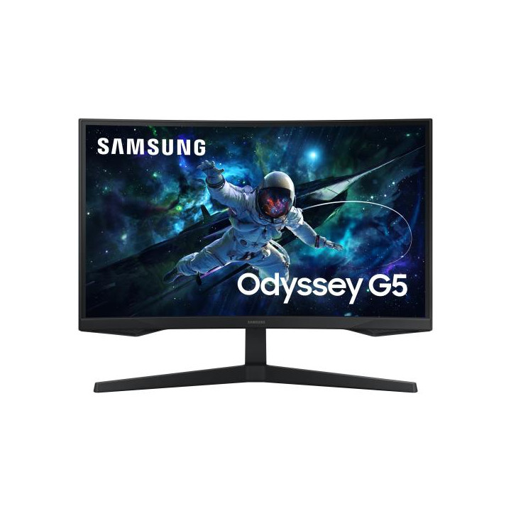 Samsung Odyssey G5 è un Monitor da Gaming curvo da 27" con risoluzione QHD e frequenza di aggiornamento di 165Hz.