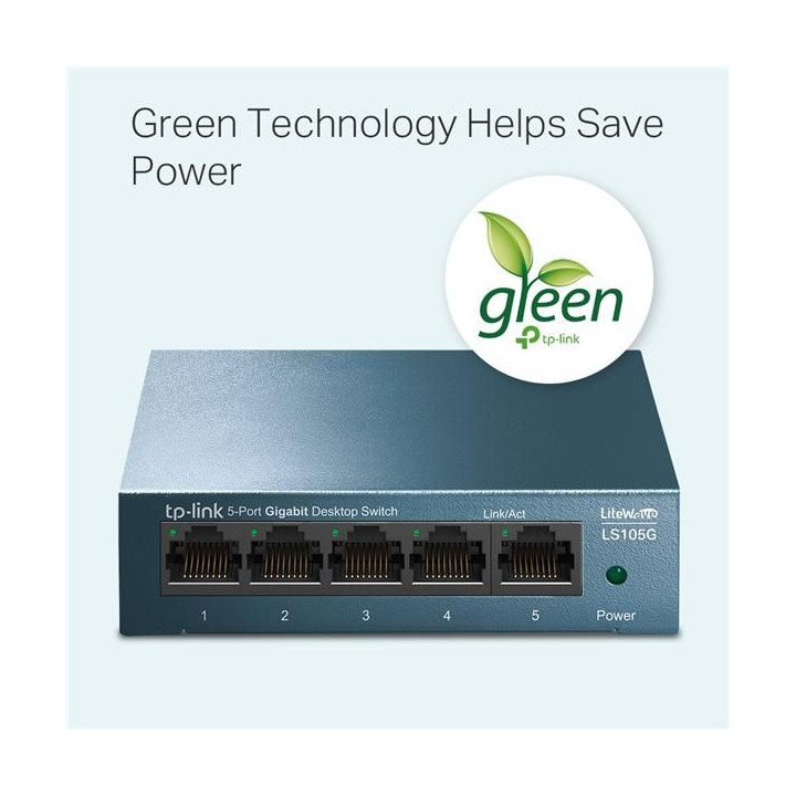 TP-Link LS105G è uno switch di rete Gigabit con 5 porte.