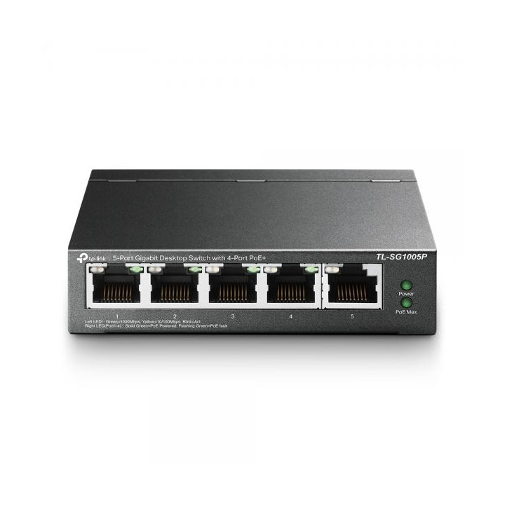 TP-Link TL-SG1005P. Tipo interruttore: Non gestito. Tipo di porte RJ-45: Gigabit Ethernet (10/100/1000), Quantità di porte RJ-4