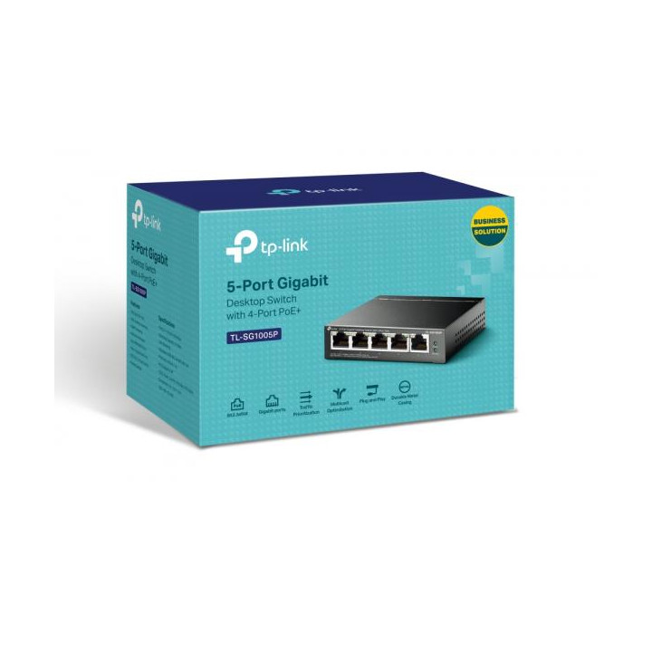 TP-Link TL-SG1005P. Tipo interruttore: Non gestito. Tipo di porte RJ-45: Gigabit Ethernet (10/100/1000), Quantità di porte RJ-4