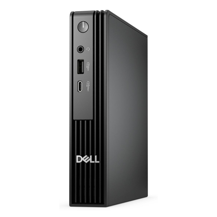 Mini PC DELL Pro Micro QCM1250 con Intel Core Ultra 7, 16 GB di RAM e 512 GB SSD, ideale per spazi di lavoro ridotti.