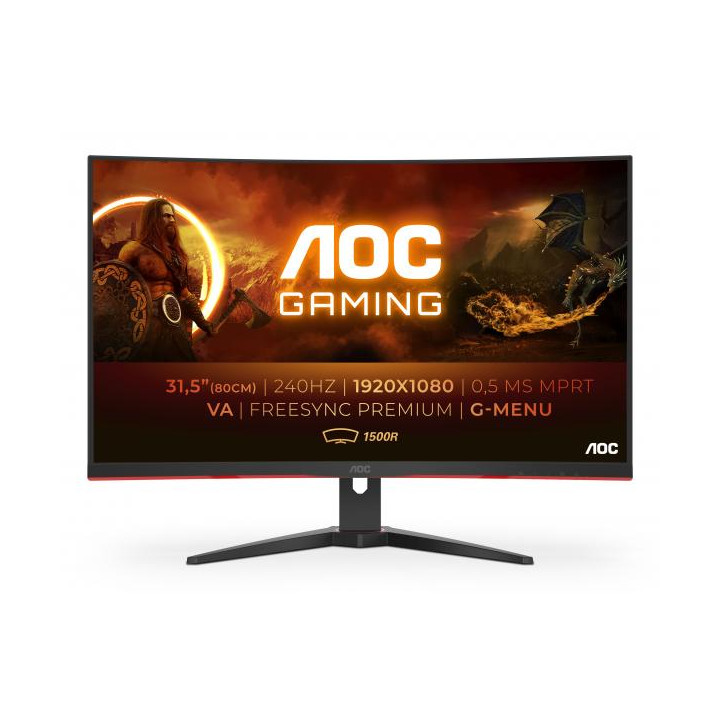 AOC C32G2ZE e' un monitor curvo con una risoluzione FullHD e frequenza di aggiornamento di 240Hz
