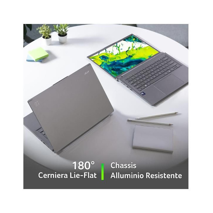 Il notebook Acer Aspire 14 AI offre prestazioni elevate con un design elegante, ideale per produttività e intrattenimento. Dota