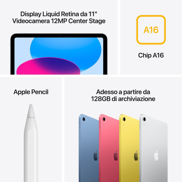 Apple iPad 2025 11Gen 11" 128GB Silver ITA MD3Y4TY/A