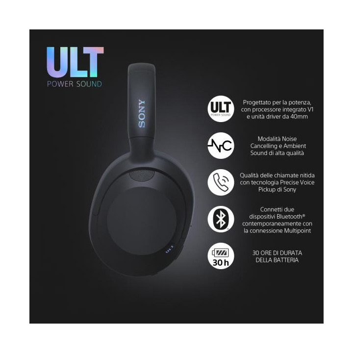 Sony Cuffie Wir/BT Ult Power Sound NoiseC WH-ULT900NB Black