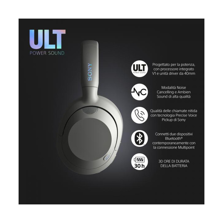 Sony Cuffie Wir/BT Ult Power Sound NoiseC WH-ULT900NW White