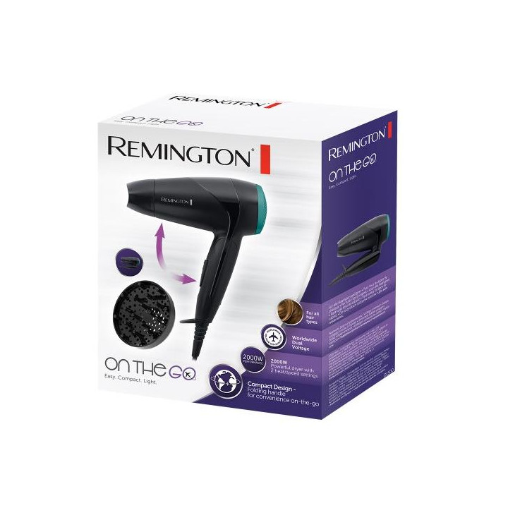 Remington Asciugacapelli D1500 Da Viaggio Pieghevole 2000w Nero